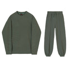 Men's Round Neck Hoodie Korean Version Loose Trend Fold Top Two-piece Set