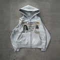 American-style Retro ID Card Print Zip-Up Hoodie