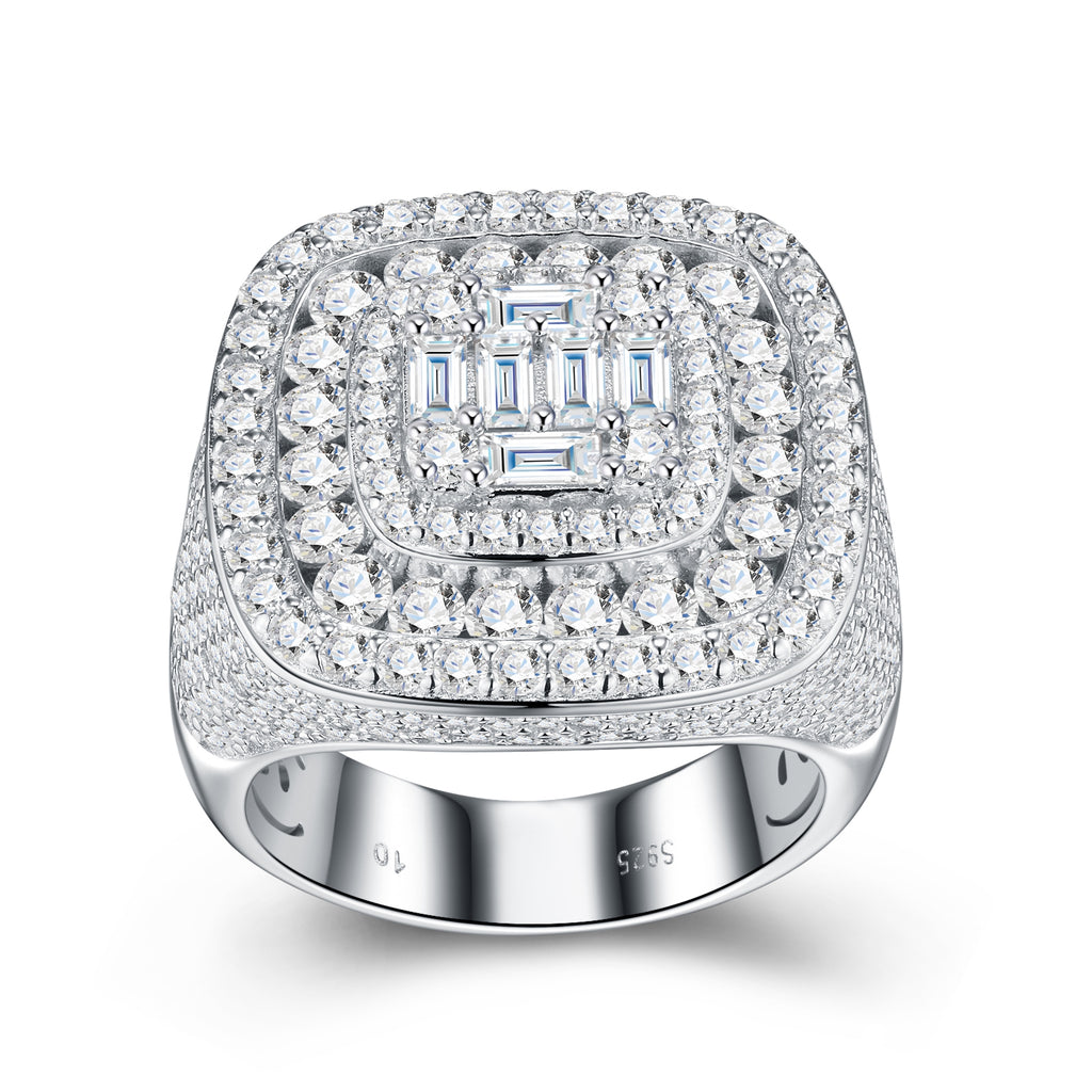 Engraved With Top-quality Moissanite, This Luxurious And Fashionable Minimalist Jewelry Set Features Exquisite Silver Accessories For Men. Made Of S925 Silver With Electroplated Platinum.