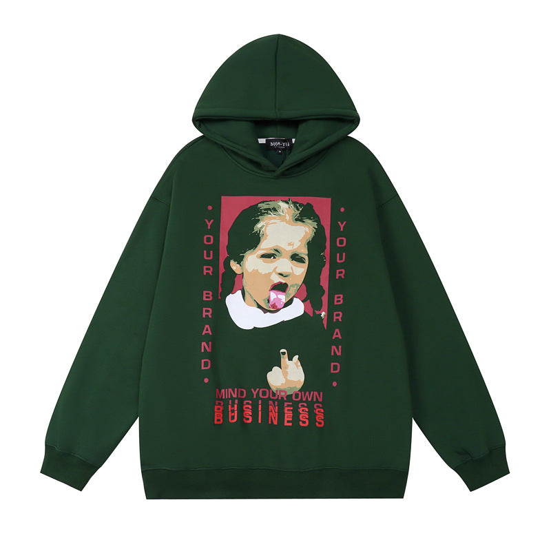 Tide Brand Retro Hooded Sweater Funny Tongue Girl