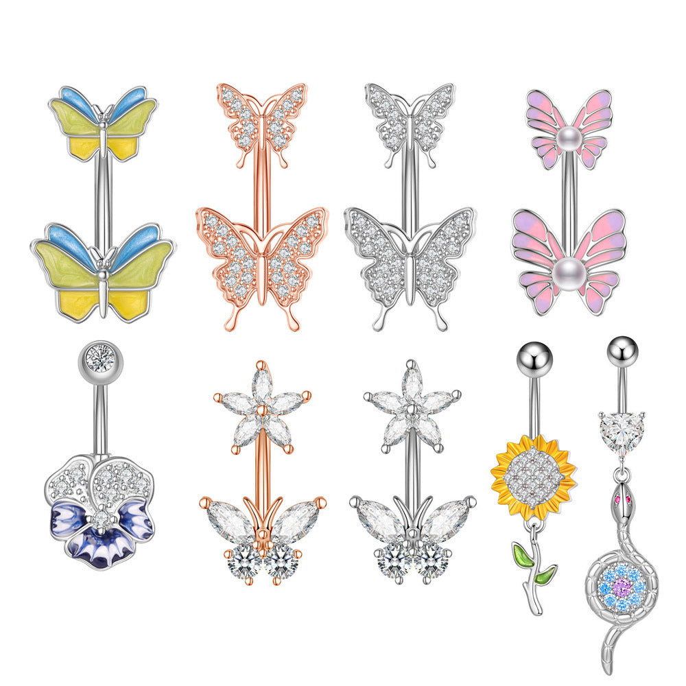 New Zircon Navel Stud Drop Oil Piercing Jewelry