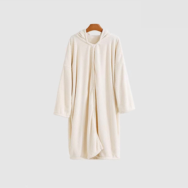 Pineapple-grain Long-sleeve Hooded Bathrobe Pajamas