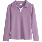 Versatile Outerwear Solid-color Contrast-color Casual V-neck Base Layer Top