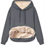 Womens Warm Fleece Pocketed Hooded Sweatshirt For Sports