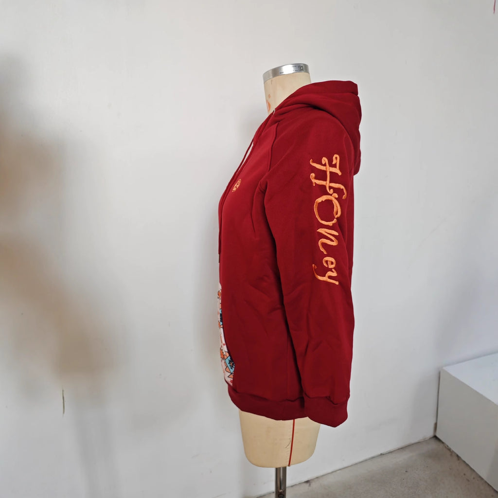 Women's Hooded Sweatshirt Pullover Jacket Casual Loose-Fitting