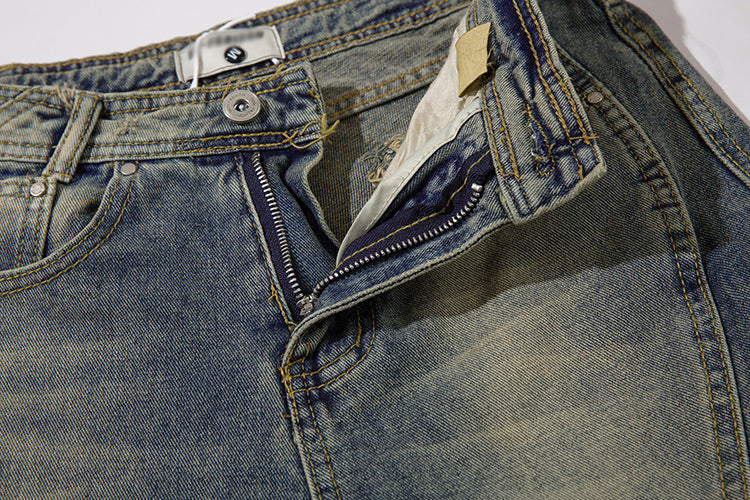 Fashion Denim Straight Mopping Pants Men
