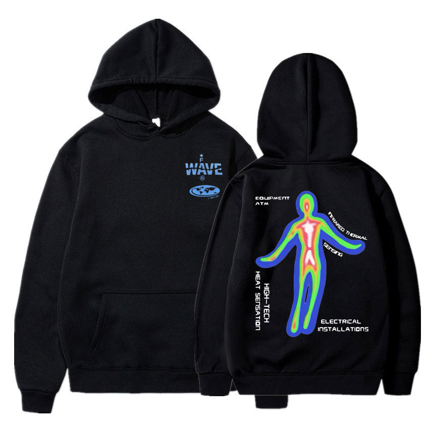 Skeleton Thermal Imaging Graphic Print Hoodie Men's Hip Hop