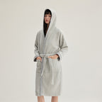 Women's Extended-length Cotton Hooded Bathrobe