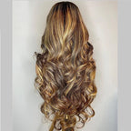 Front Lace Wig 134 Gradient Color Long Curly Wig Head Cover