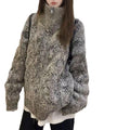 Loose-fit Stand-collar Laid-back Style Gray Knitted Cardigan Jacket