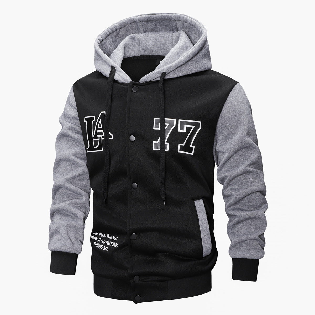 Mens Knitted Hooded Jacket With Embroidery And Print