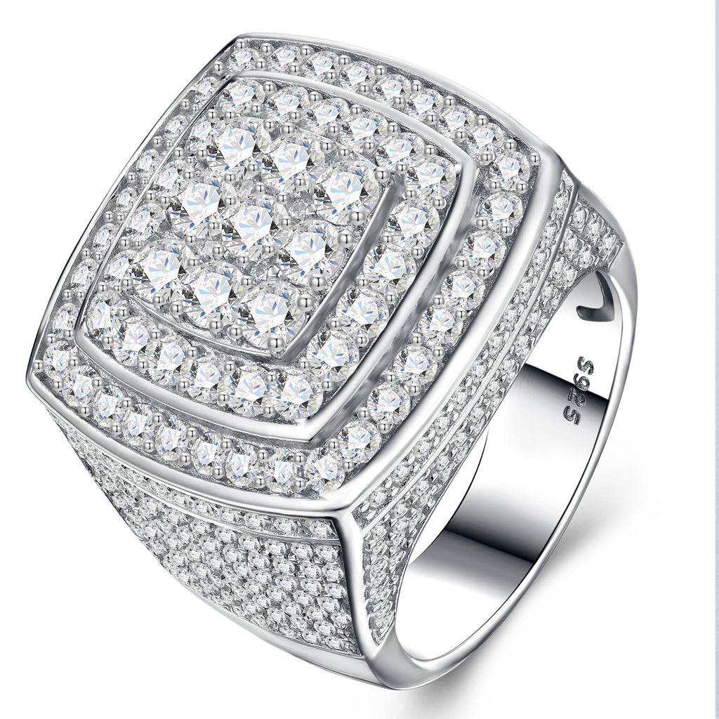 Engraved With Top-quality Moissanite, This Luxurious And Fashionable Minimalist Jewelry Set Features Exquisite Silver Accessories For Men. Made Of S925 Silver With Electroplated Platinum.