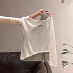 Fake Two-piece Embroidered Off-shoulder Long Sleeves