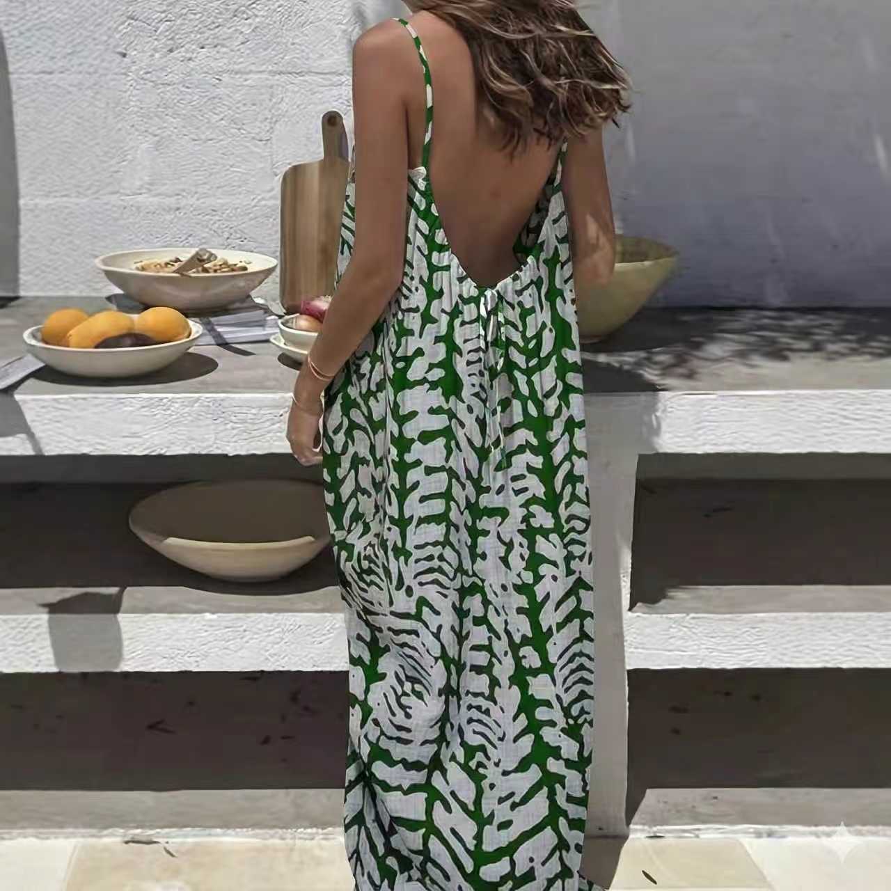 Womens Strap Coat Backless Loose Casual Dress