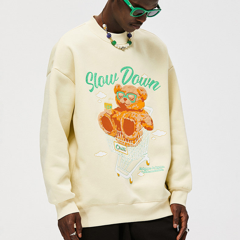 Polar Fleece Suede Foam Bear Round Neck Sweater