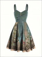 Elegant Green Floral Print Strapless Slip Dress