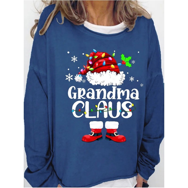 Women's Round Neck Long Sleeve Casual Printed Sweater