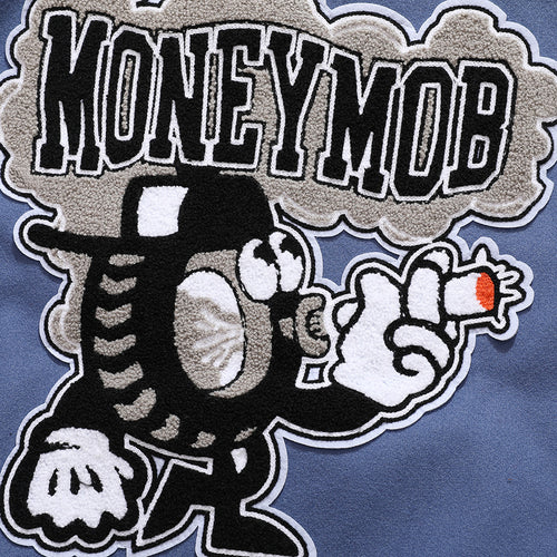 American Punk Flocked Embroidery Letter Contrast Jacket Coat