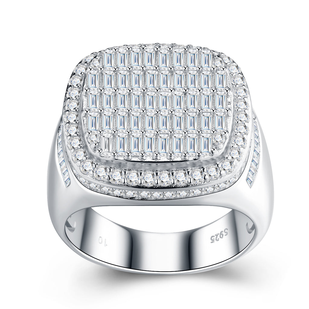 Engraved With Top-quality Moissanite, This Luxurious And Fashionable Minimalist Jewelry Set Features Exquisite Silver Accessories For Men. Made Of S925 Silver With Electroplated Platinum.
