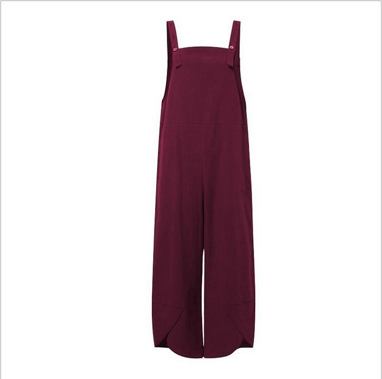 Women's Jumpsuits With Pockets Solid Color Casual Cropped Overalls Long Pant Romper
