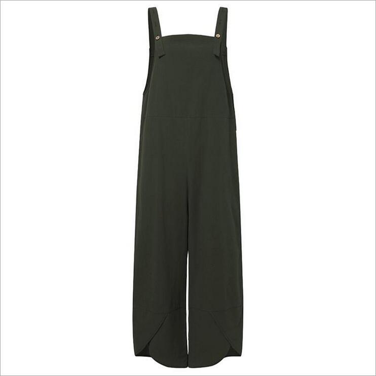 Women's Jumpsuits With Pockets Solid Color Casual Cropped Overalls Long Pant Romper