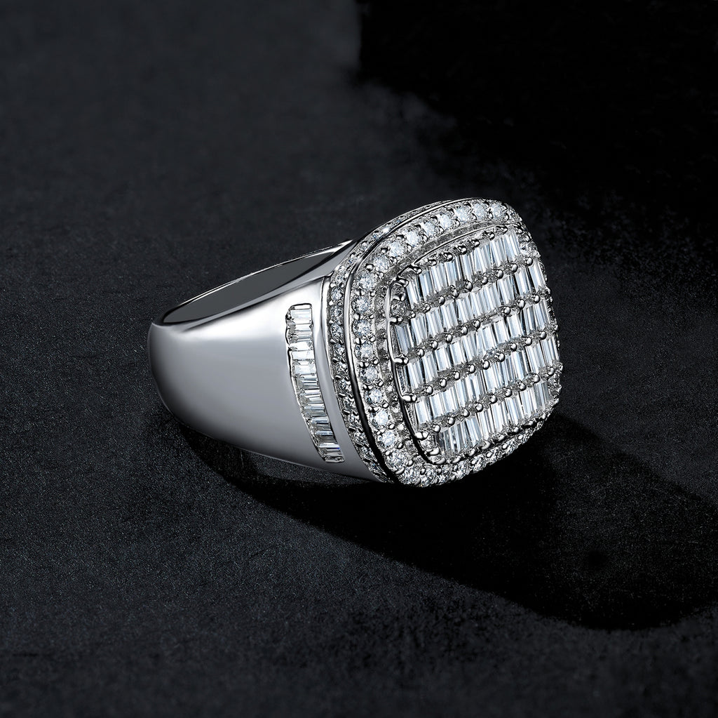 Engraved With Top-quality Moissanite, This Luxurious And Fashionable Minimalist Jewelry Set Features Exquisite Silver Accessories For Men. Made Of S925 Silver With Electroplated Platinum.