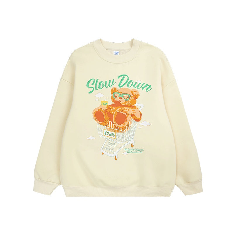 Polar Fleece Suede Foam Bear Round Neck Sweater