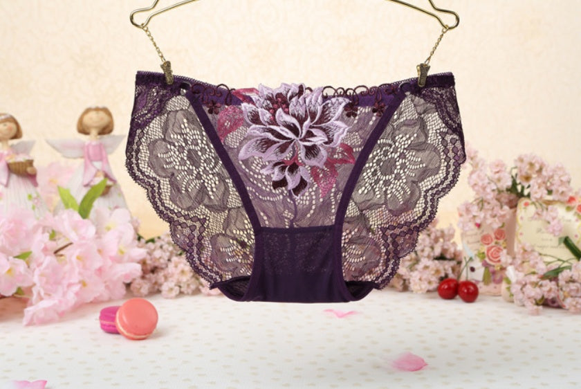 Sexy Lace Low Waist Cute Embroidered Ladies Panties