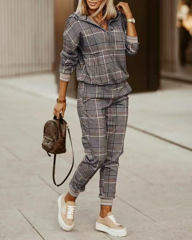 Women's Printed Panel Hood Top Pant Set