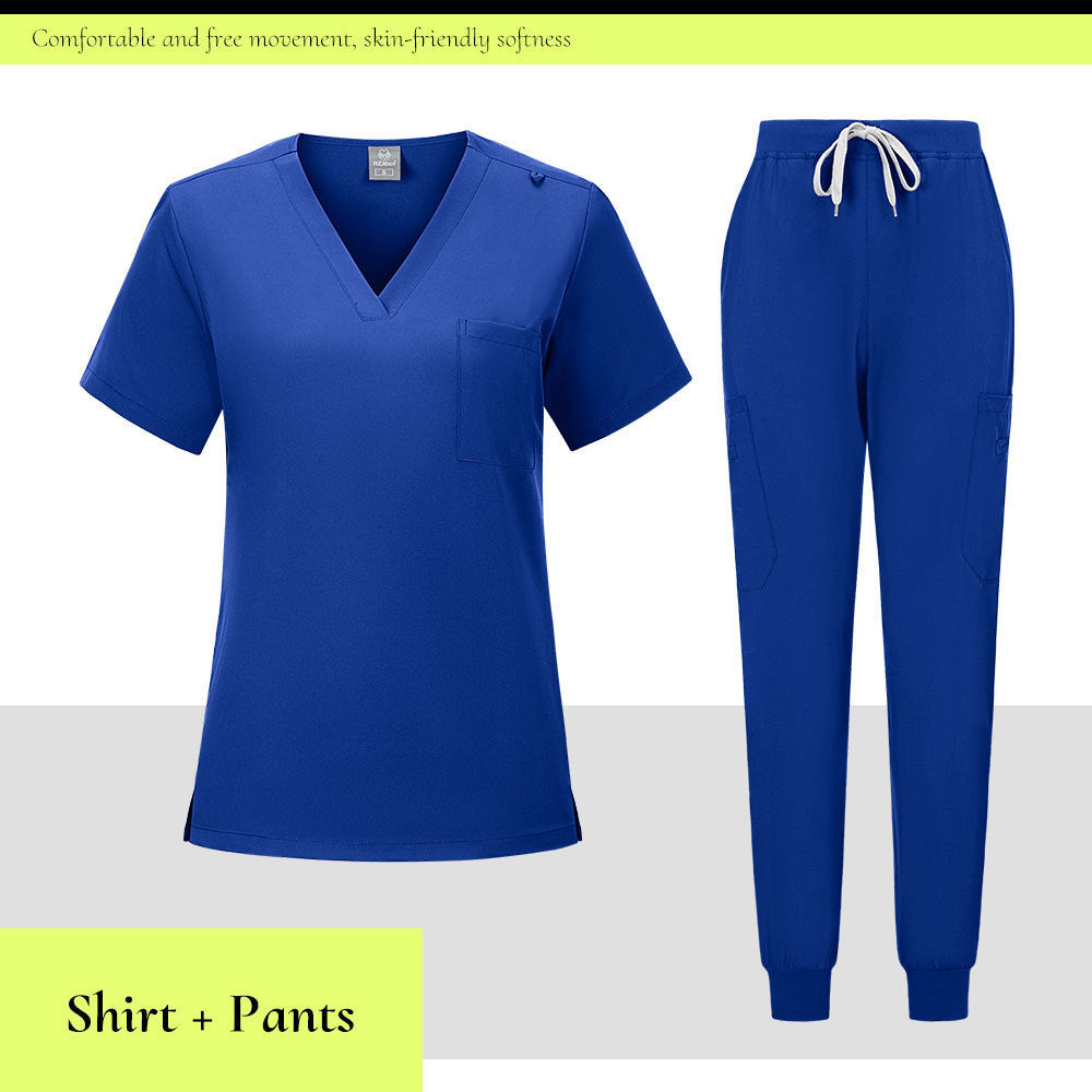 V-neck Medical Scrub Top And Pant Set