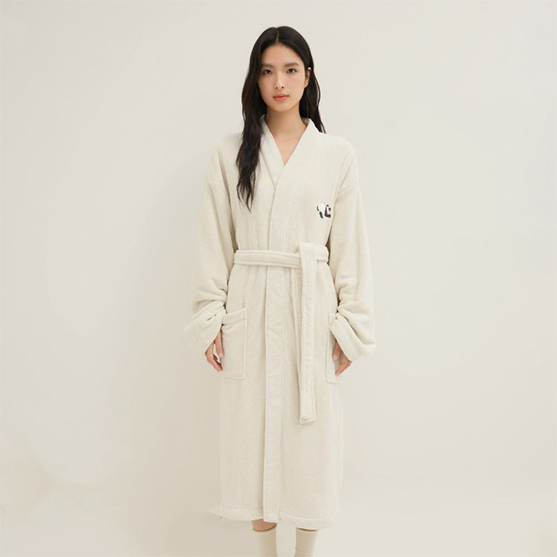 Couples Bathrobes Embroidered Coral Fleece Nightgowns
