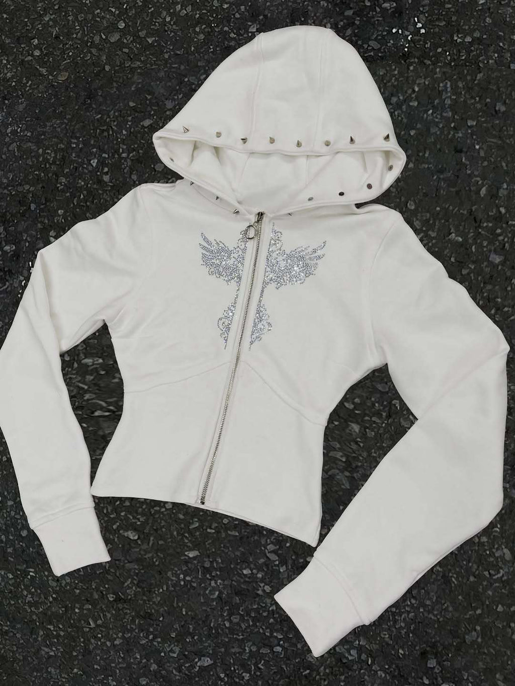 Y2K High-Street Trendy Rivet Straight Hoodie In Harajuku Style