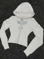 Y2K High-Street Trendy Rivet Straight Hoodie In Harajuku Style